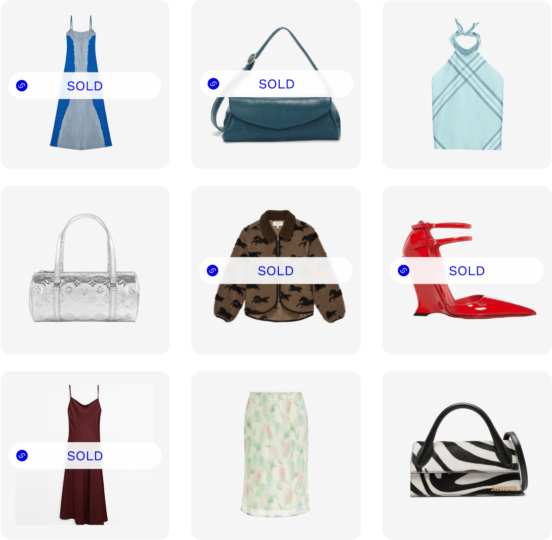 Six products in a grid with the words sold